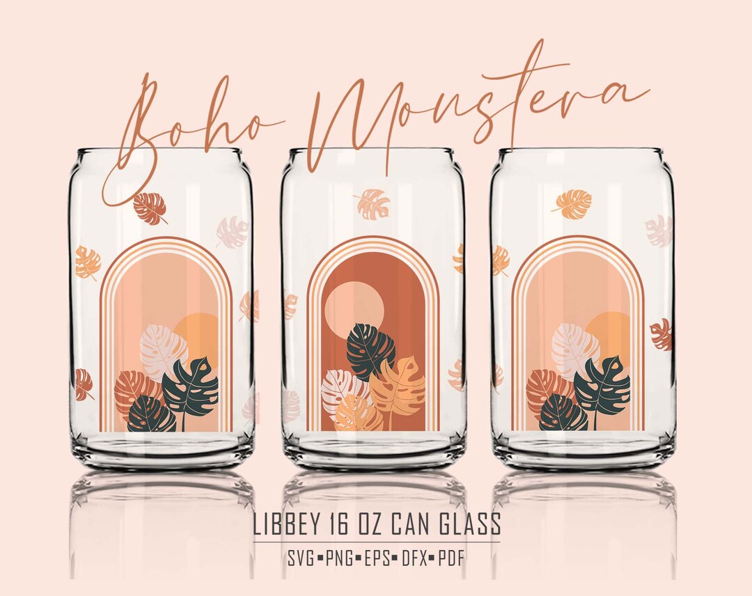 Libbey Beer Glass SVG Monstera Boho Libbey Can Glass Svg 16 - Etsy Canada
