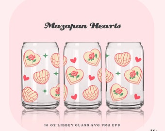 Valentine Mazapan Concha 16 oz Can Glass Wrap SVG (Digital Download)
