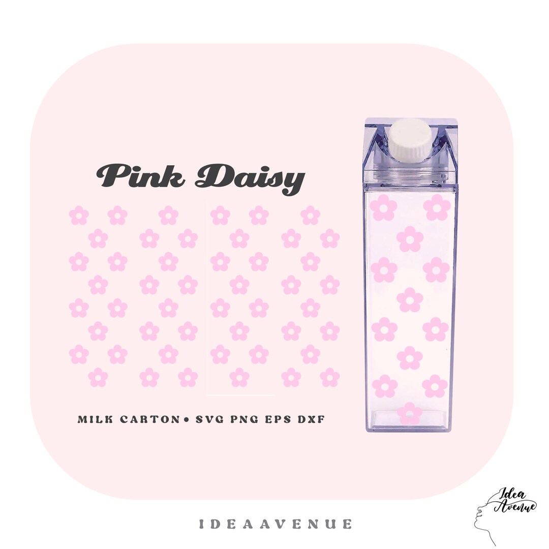 Pink Daisy Milk Carton Bottle Wrap Svg, Floral Acrylic Water Bottle
