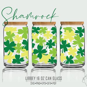 Shamrock Clover 16oz Libbey Glass Can Wrap SVG (Digital File)