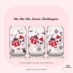 Santa Skellington Can Glass Wrap SVG: Christmas Libbey 16oz (Digital Files)