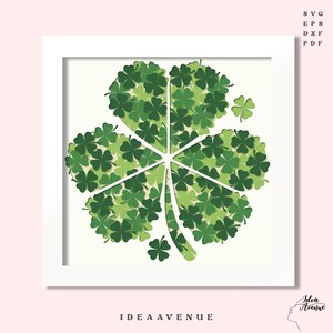 3D Saint Patrick's Day Shadowbox, Shamrock Lightbox Svg, Shamrock 3D Paper Craft, Warstwowa koniczyna Świętego Patryka dla Cricut Silhouette