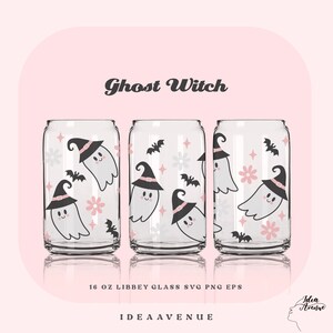 Cute Ghost SVG For Libbey Can Glass, Ghost Witch Svg, Halloween Ghost Glass Can Wrap Svg, Retro Ghost Svg, Spooky Svg File for Cricut.