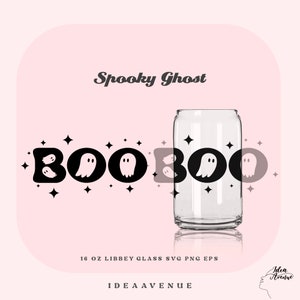 Boo Spooky Ghost  16 oz Can Glass Svg, Funny Cute Halloween Svg, Spooky Season Svg, Beer Can Wrap Svg files for Cricut, Instant Download