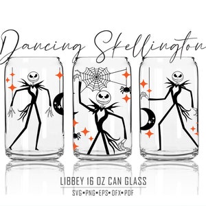 Dancing Skellington Svg - Dancing Skelton Can Glass Wrap Svg - Staying Alive Dance 16oz Libbey Wrap Svg - Files for Cricut Instant Download