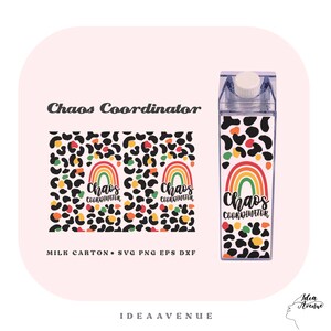 Chaos Coordinator svg for Milk Carton Bottle, Acrylic Water Bottle wrap 500 ml/16 oz file For Cricut, Instant download