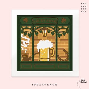St. Patrick's Day Shadow Box SVG überlagerte Irish Pub Lucky's Bar Beer Shamrock Cricut-Dateien