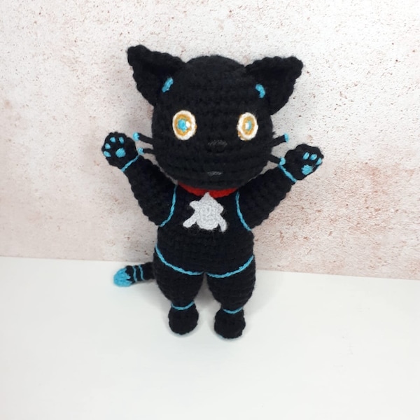 Hi Fi Rush Cat Plush, Cat 808, Crochet Plush, Gamer Boyfriend Gift, Kawaii Plushie, Cute Keychain Plush, Stuffed animal