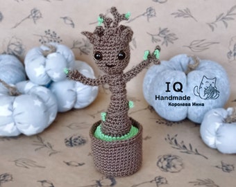 Baby Groot Plush Crochet Stuffed Toy, Kawaii Plushie