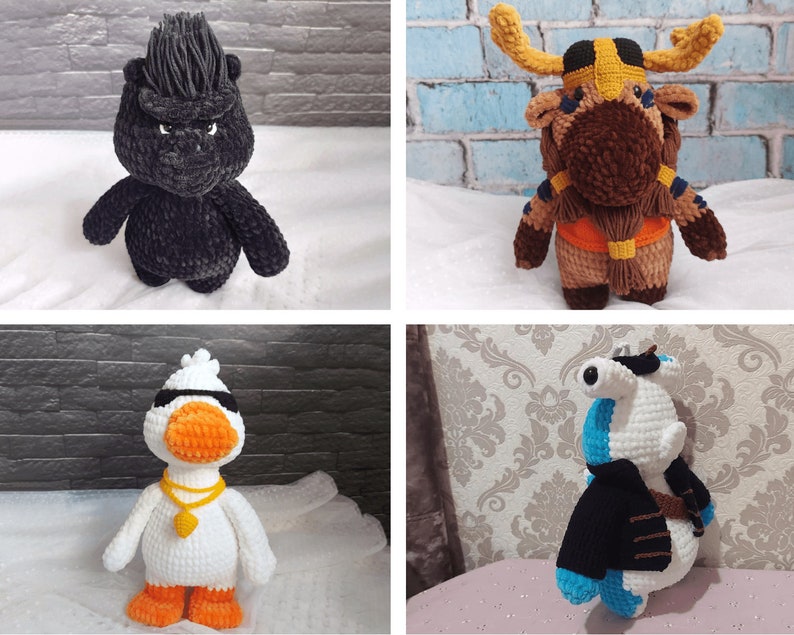 Party Animals Custom Plush ANY CHARACTER, Kawaii Crochet Plush, Gamer Boyfriend Gift zdjęcie 7