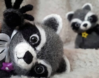 Crochet Raccoon Plush Toy, Soft Plush Toy, Animal Plush Toy, Crochet Beanie