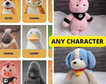 Peluche personalizzato animali da festa QUALSIASI PERSONAGGIO, peluche Kawaii all'uncinetto, regalo per fidanzato giocatore