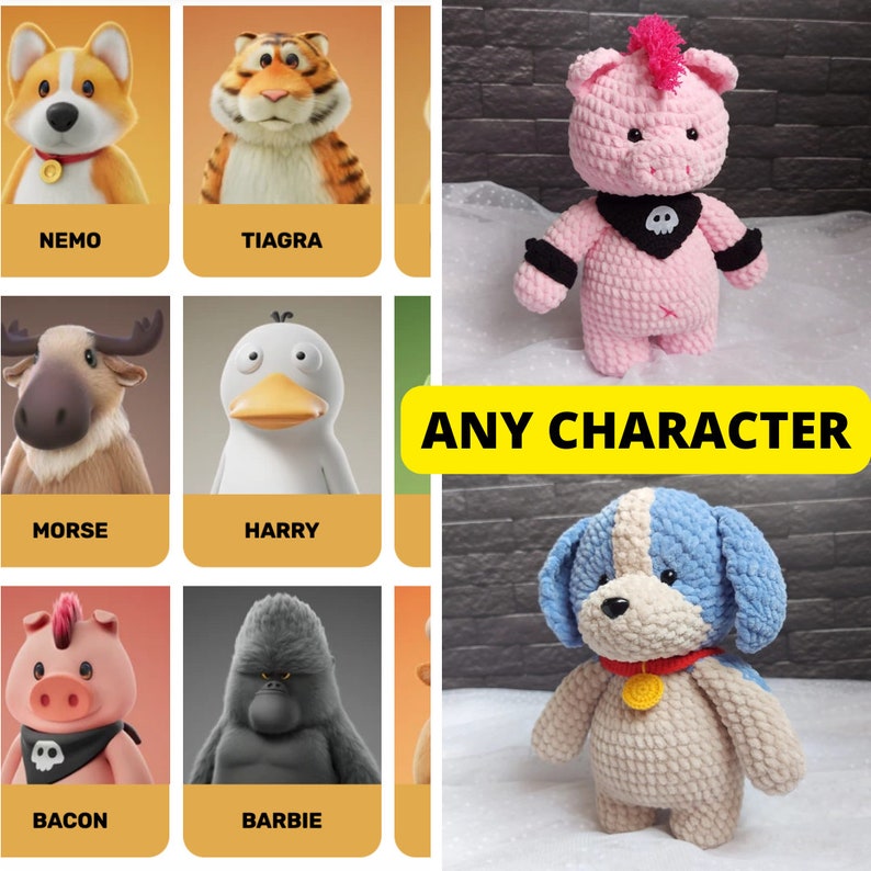 Party Animals Custom Plush ANY CHARACTER, Kawaii Crochet Plush, Gamer Boyfriend Gift zdjęcie 1