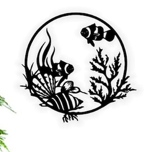 Fisch SVG, Meeressvg, Wandpaneel, Lasercut-Datei, Aquarium SVG, Vektor, Laserschnitt, Vektor, Glowforge, SVG, cdr, dxf