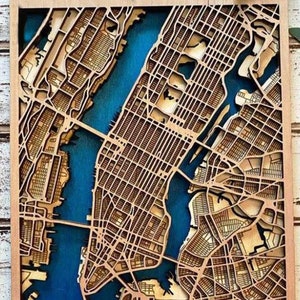 Kaart New York 3 laags kunstwerk SVG, PDF, EPS, Ai, New York City, Multi-layer bestand, Digitaal bestand, home decor, cricut, glowforge