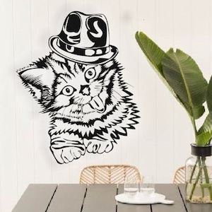 Gatto, cappello, pannello a parete, file lasercut, Puzzle 3D, vettore, taglio laser, vettore, glowforge, svg, cdr, dxf