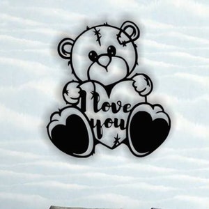 Panel, an der Wand, Bär, Spielzeug, ich liebe dich, Lasercut-Datei, 3D Puzzle, Vektor, Laser geschnitten Vektor, Glühforge, Svg, cdr, dxf