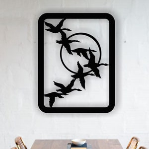 Caça aos gansos, painel de parede, arquivo cortado a laser, quebra-cabeça 3D, vetor, corte a laser, vetor, glowforge, svg, cdr, dxf