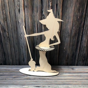 Servet meid, heks, Halloween, wandpaneel, lasercut bestand, 3D puzzel, vector, laser gesneden, vector, glowforge, svg, cdr, dxf, pdf