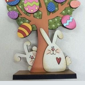 Easter tree with bunnies SVG, lasercut file, easter tree svg, laser cut, vector, glowforge, svg, cdr, dxf