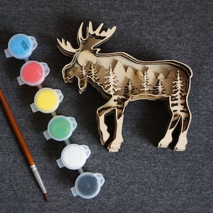 Moose 5 レイヤー アート ピース SVG、PDF、DXF、Ai、多層ファイル、デジタル ファイル、室内装飾、cricut、glowforge