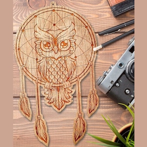 Dreamcatcher, owl, lasercut file, 3D Puzzle, vector, laser cut vector, glowforge, svg, cdr, dxf,