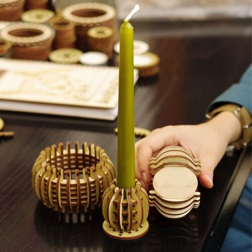 Candle Holders Lasercut File 3D Puzzle Vector Cnc Laser Etsy