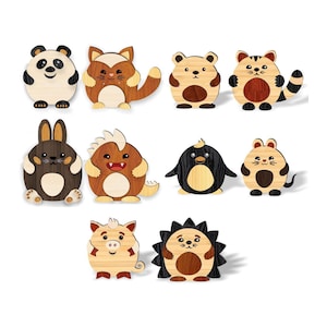 Multi-layer funny animals SVG, 10 pcs, lasercut file, animals svg, vector, laser cut vector, glowforge, svg, cdr, dxf
