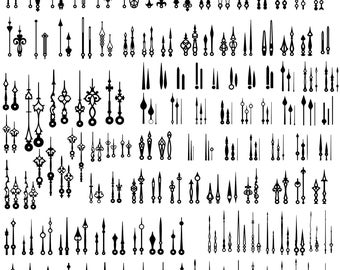 125 manecillas de reloj SVG, archivo de corte láser de manecillas de reloj, flechas de reloj SVG, flechas de reloj Cricut, reloj Glowforge, EPS, DXF, PDF, SVG, AI