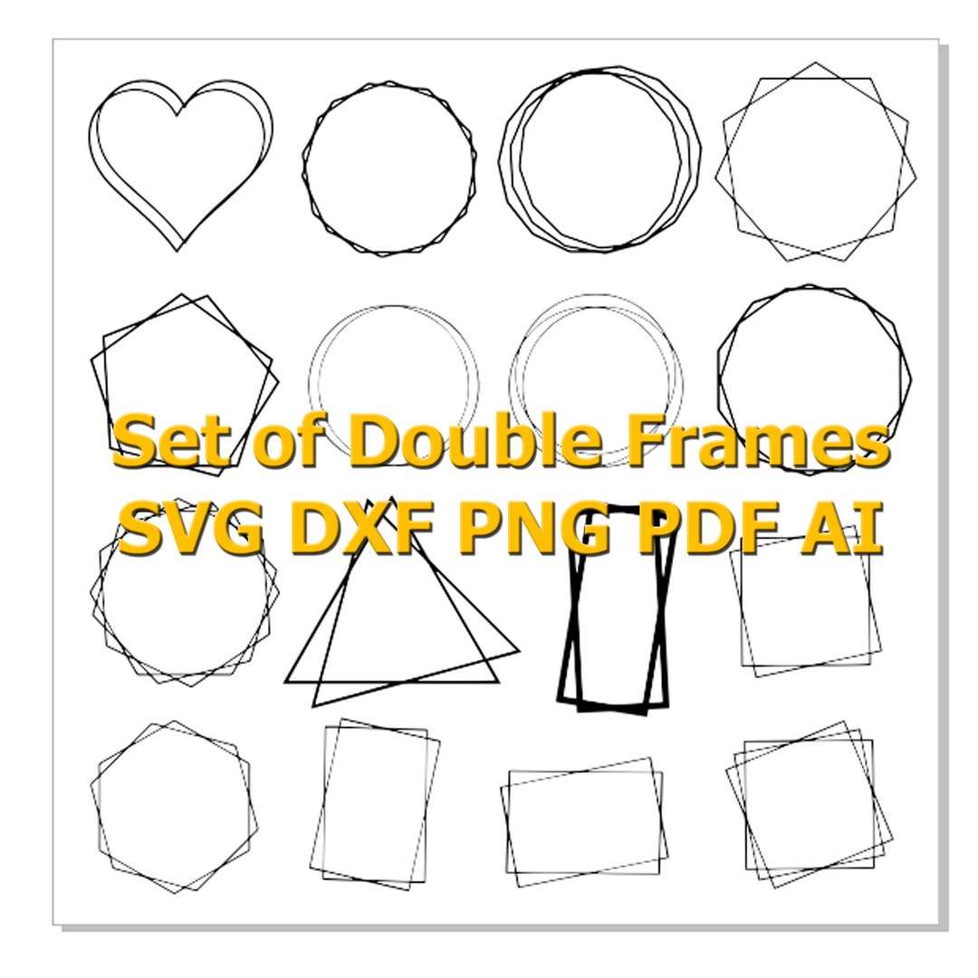 Double Frame SVG Bundle, Square Frame Bundle, Double Border, Rectangle ...