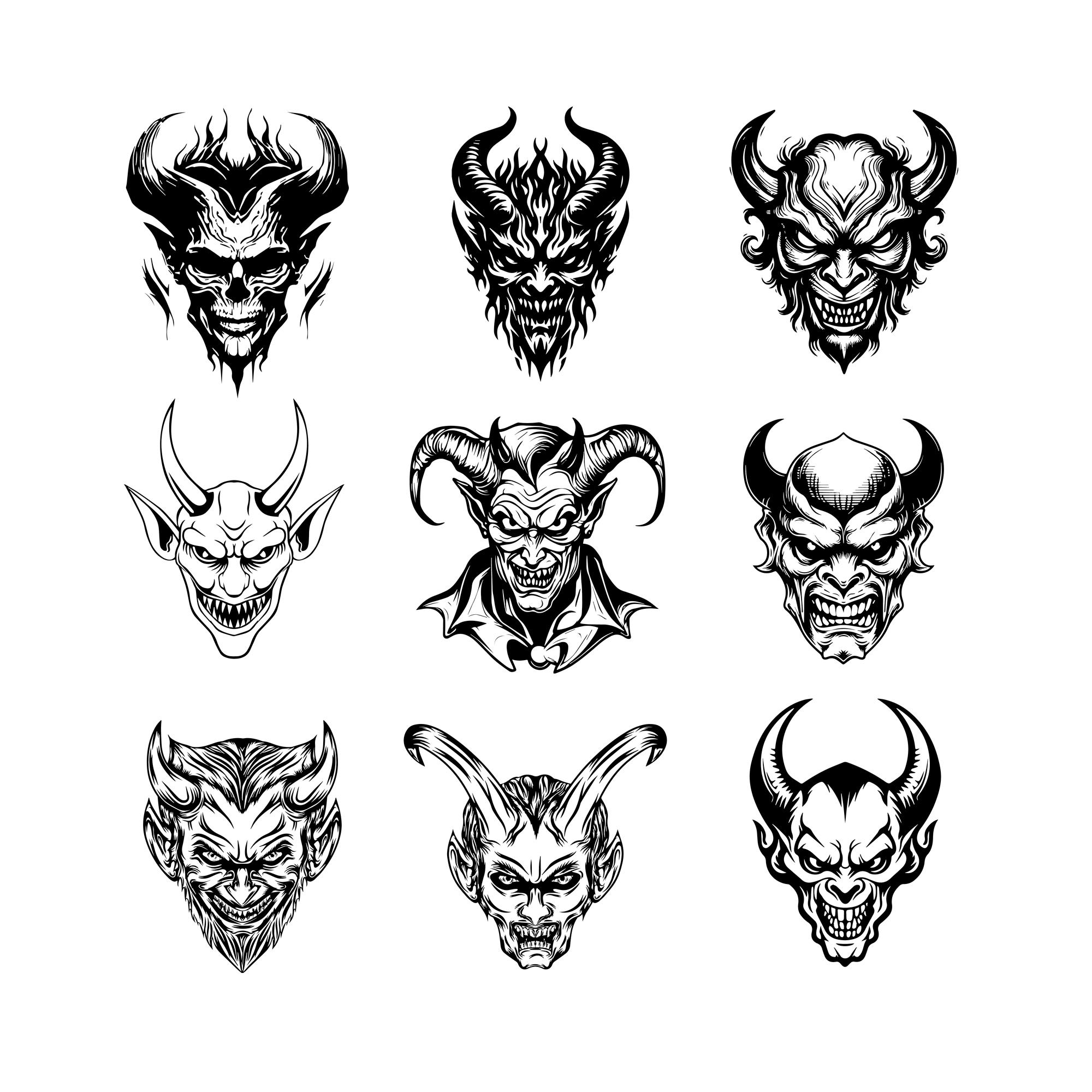 Devil Face Bundle Svg, Devil Head File for Cricut, Demon Face for