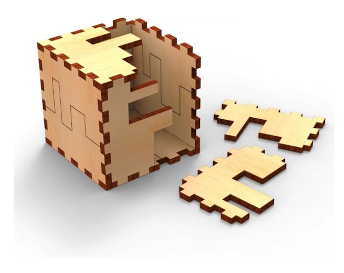 Wooden Cube Puzzle Laser Cut Svg File Glowforge Montessori Puzzle Cube ...