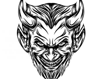Devil Face Bundle Svg, Devil Head File for Cricut, Demon Face for