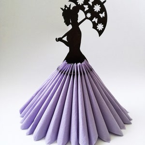 Mädchen-Serviettenhalter mit Regenschirm, Lasercut-Datei, 3D-Puzzle, Vektor, Lasercut-Vektor, Glowforge, SVG, pdf, dxf, ai