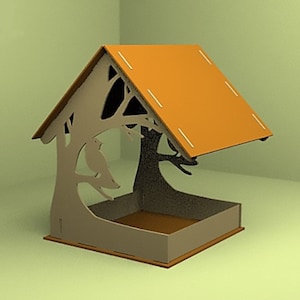 Comederos para pájaros SVG, archivo cortado con láser, rompecabezas 3D, vector, vector cortado con láser, Glowforge, svg, cdr, dxf