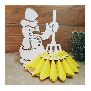 Schneemann-Serviettenhalter, Weihnachtsschneemann, Lasercut-Datei, Neujahr, Vektor, Lasercut-Vektor, Glowforge, Svg, pdf, dxf, ai