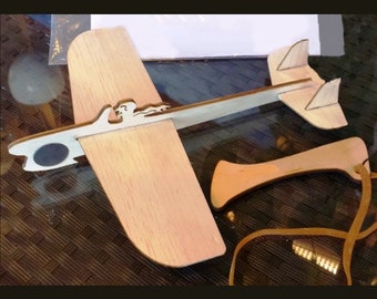 Airplane on an elastic band, lasercut file, 3D Puzzle, vector, laser cut vector, glowforge, svg, cdr, dxf