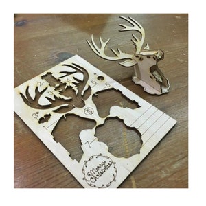 Głowa jelenia SVG, jeleń SVG, plik lasercut jelenia, jeleń 3D Puzzle, jeleń Cricut, laserowo wycinane wektor, Glowforge, SVG, CDR, DXF, PDF