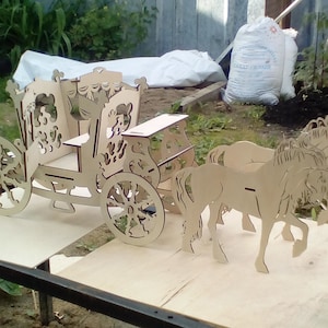 Horse carriage, lasercut file, 3D Puzzle, vector, laser cut, vector, glowforge, svg, cdr, dxf