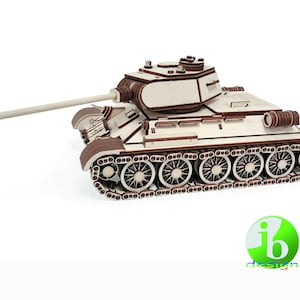 Tanque T34, archivo de corte láser, rompecabezas 3D, vector, vector de corte láser, forja brillante, svg, cdr, dxf
