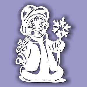 Winter meisje, sneeuw meisje, lasercut bestand, 3D Puzzel, vector, laser gesneden vector, glowforge, svg, cdr, dxf,