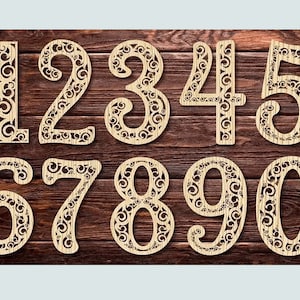 Aantal getallen met een patroon, nummerframe, getallen cricut, lasergesneden vector, glowforge, svg, cdr, dxf