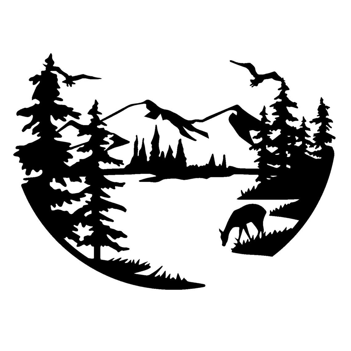 Vector Cd R Landscape Mountains, Deer, Landscape, Wall Panel, Lasercut File, 3D Puzzle ...