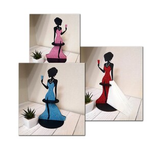Mädchen-Serviettenhalter mit Glas, Lasercut-Datei, 3D-Puzzle, Vektor, Lasercut-Vektor, Glowforge, SVG, pdf, dxf, ai