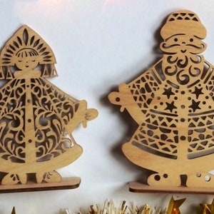 Noël SVG, Ded Moroz et Snegurochka SVG, Santa SVG, fille des neiges, fichier lasercut, vecteur, vecteur découpé au laser, glowforge, svg, cdr, dxf
