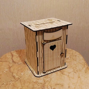 Spaarvarken, toilet, lasercut bestand, 3D Puzzel, vector, lasergesneden vector, glowforge, svg, cdr, dxf