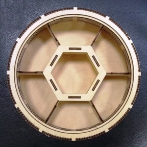 Boîte ronde avec 7 compartiments avec couvercle, fichier lasercut, puzzle 3D, vecteur, vecteur de coupe laser, glowworge, svg, cdr, dxf,