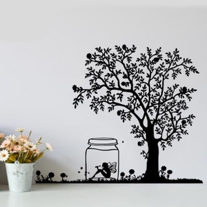 Hada y árbol SVG, archivo de corte láser de hadas, cricut de hadas, vector de corte láser, Glowforge, svg, cdr, dxf, pdf