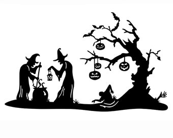 Halloween, witch, wall panel, lasercut file, 3D Puzzle, vector, laser cut, vector, glowforge, svg, cdr, dxf