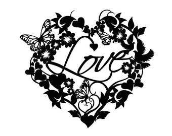 Floral Heart Love Svg, heart Svg, Love svg, flower heart svg, heart clipart, cricut heart svg, glowforge heart, heart png, Valentine day Svg